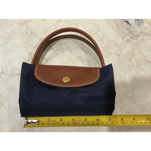 Longchamp Navy Blue Small Handle Tote Bag Purse Handbag Designer - Picture 5 of 12